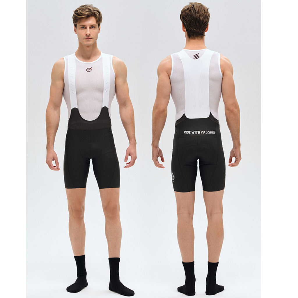 Rear view of Monton Minima bib shorts with reflective logo