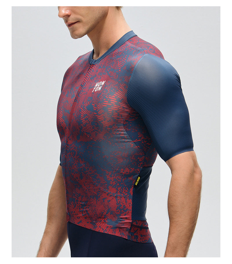 Cycling jersey in Crimson Navy with secure zip pocket