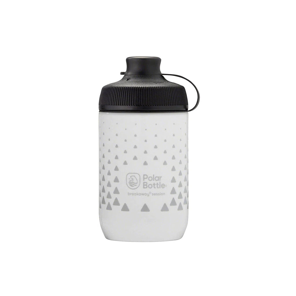 Polar Breakaway Session Muck Single Wall Bottle in white (450ml), a compact and durable cycling water bottle designed for mountain biking and dirty rides."

