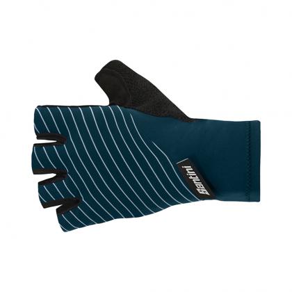 Santini Riga teal summer cycling gloves with anti-shock palm

