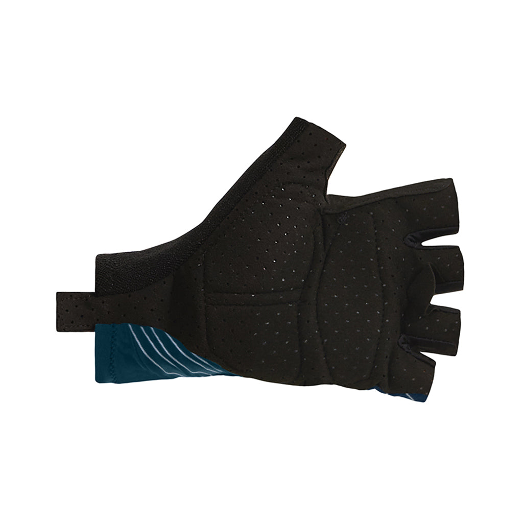 Lightweight breathable Santini teal cycling gloves for hot weather

