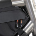 Large bikepacking frame bag with cable routing for dynamo devices