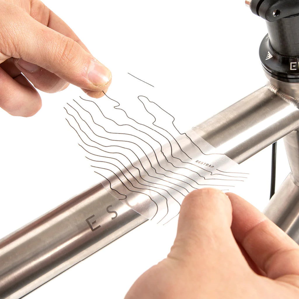 Restrap heavy duty vinyl bike frame protector installed