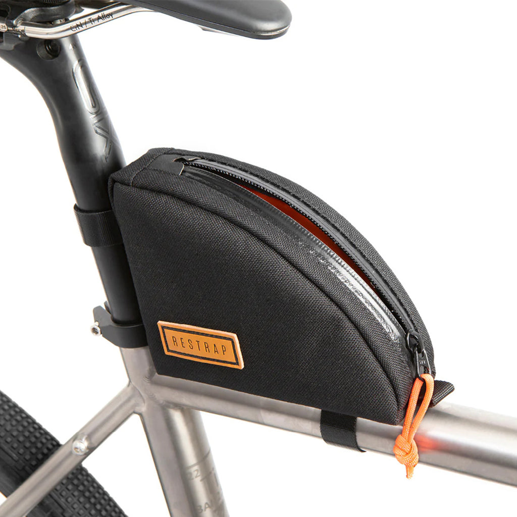 Top tube bike bag with adjustable velcro straps