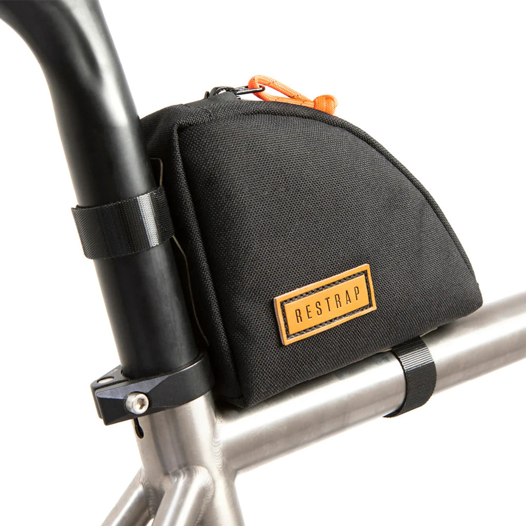 Rear mounted top tube bag for limited bike frame space