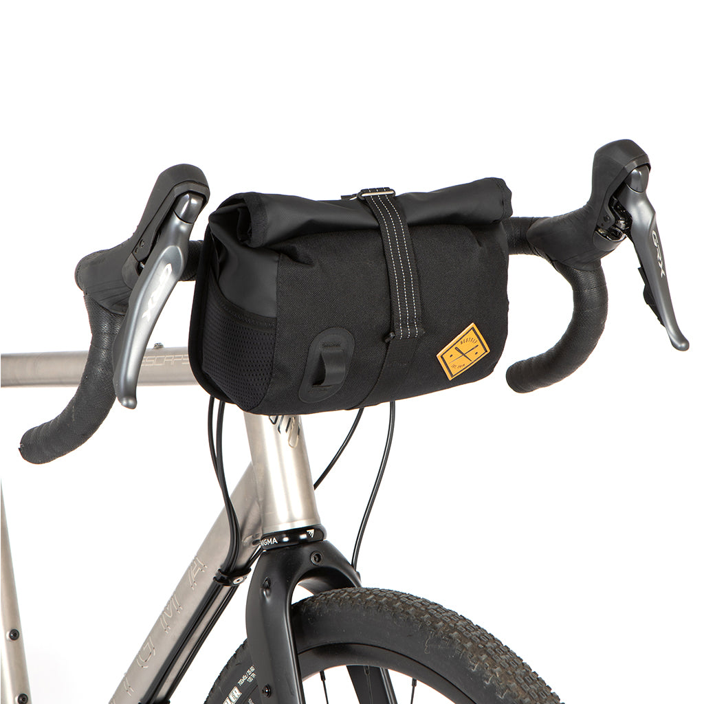Modular bikepacking handlebar bag compatible with holster system