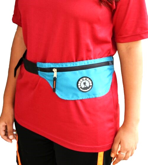 Adjustable red sports waist pouch for outdoor workouts