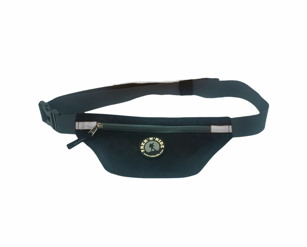 Trek N Ride red running fanny pack with adjustable waist belt