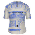 Santini Tour de France Special Edition Arrivée Cycling Jersey in white with reflective details and rear pockets.