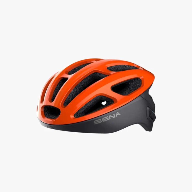 Sena Electric Tangerine helmet with built-in audio and safety tech – Large size