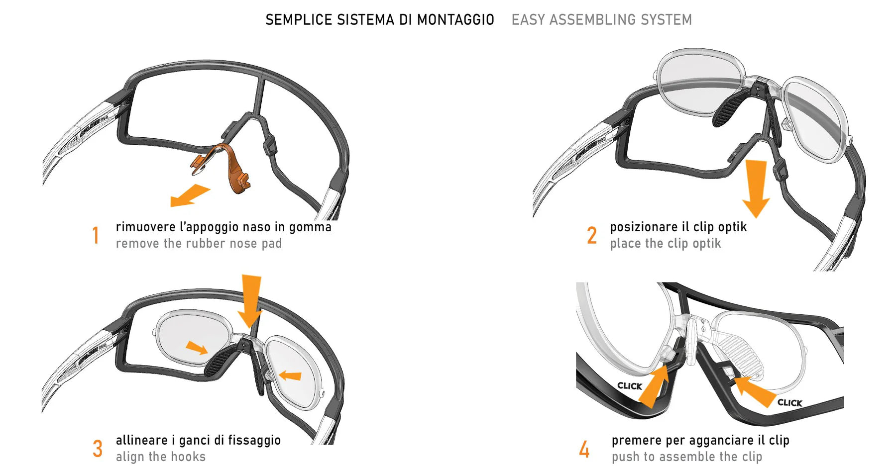 The Salice RX-B6 optical insert, illustrating its seamless compatibility with multiple Salice sunglass models (022 series and more) for prescription needs.