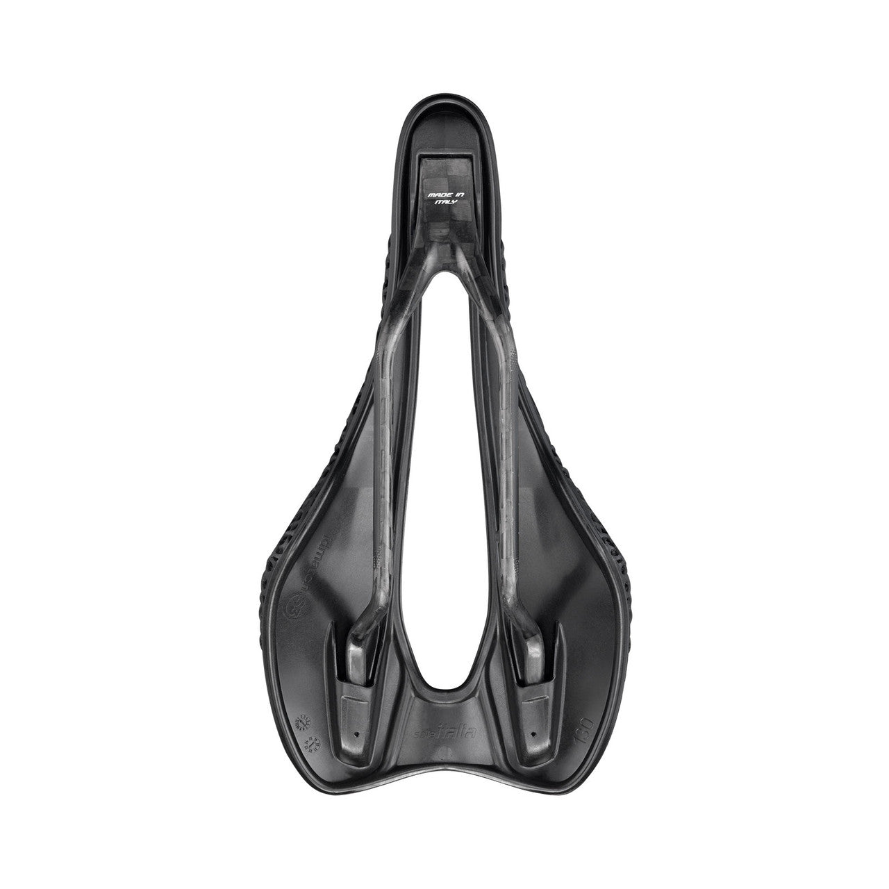 Carbon rail road bike saddle with progressive cushioning