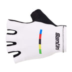 Santini UCI World Champion cycling glove, White, front view.