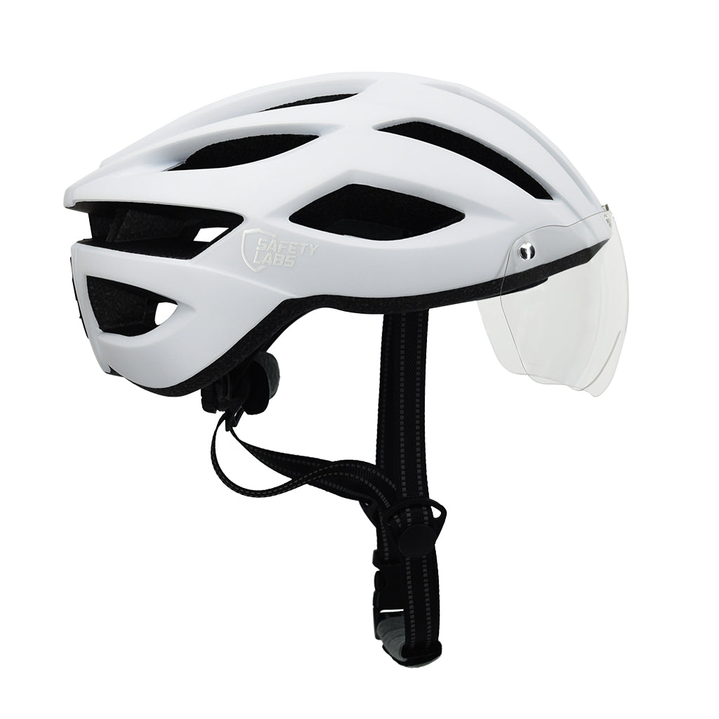 Lightweight commuter cycling helmet with rear safety LED