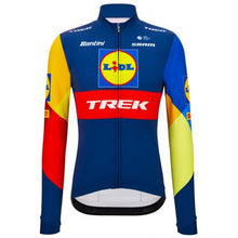 Santini Lidl-Trek long sleeve cycling jersey in print design with thermal Hotwind fabric and classic fit for cold weather road riding.