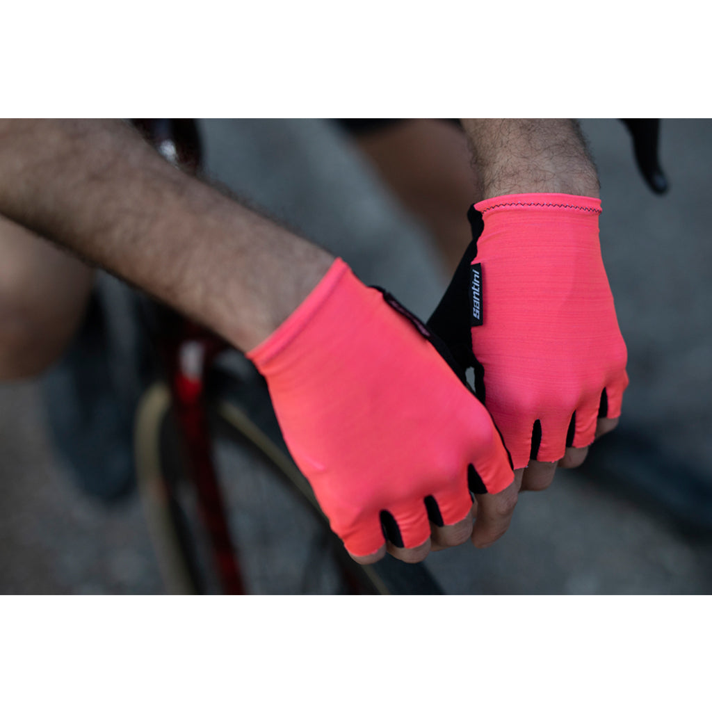 Italian-made Santini Cubo breathable Granatina cycling gloves

