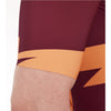 Model riding in Santini Furia Smart Jersey Burgundy showcasing full rear and fit in motion
