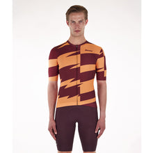 Front view of Santini Furia Smart Jersey Burgundy showing raw-cut sleeves and smooth fit
