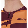 Santini Furia Smart Jersey Burgundy close-up showing sweat-wicking grooves on collar and back

