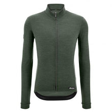 Santini Impetus Long Sleeve Merino Wool Cycling Jersey Military Green