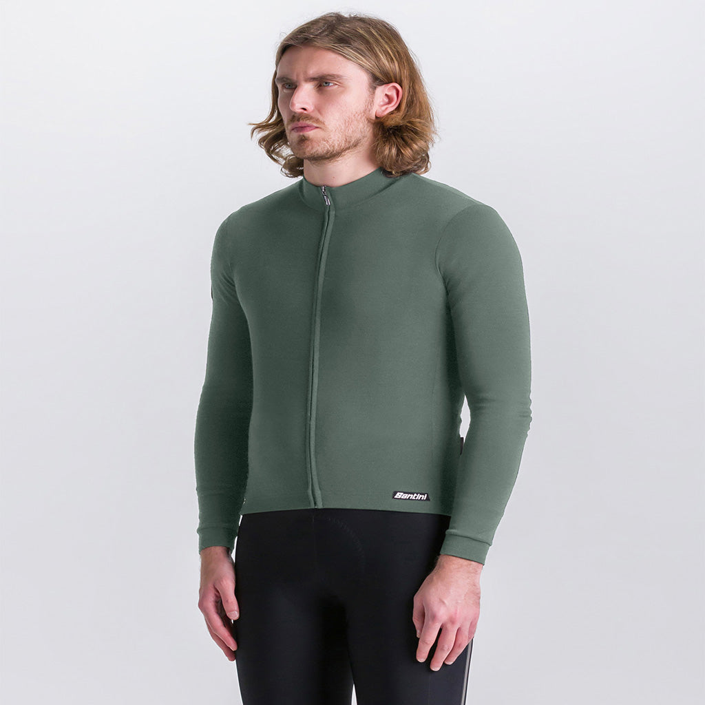Men's Santini Impetus thermal cycling jersey slim fit rear view

