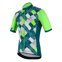 Front view of slim fit Santini VIS jersey in geometric design

