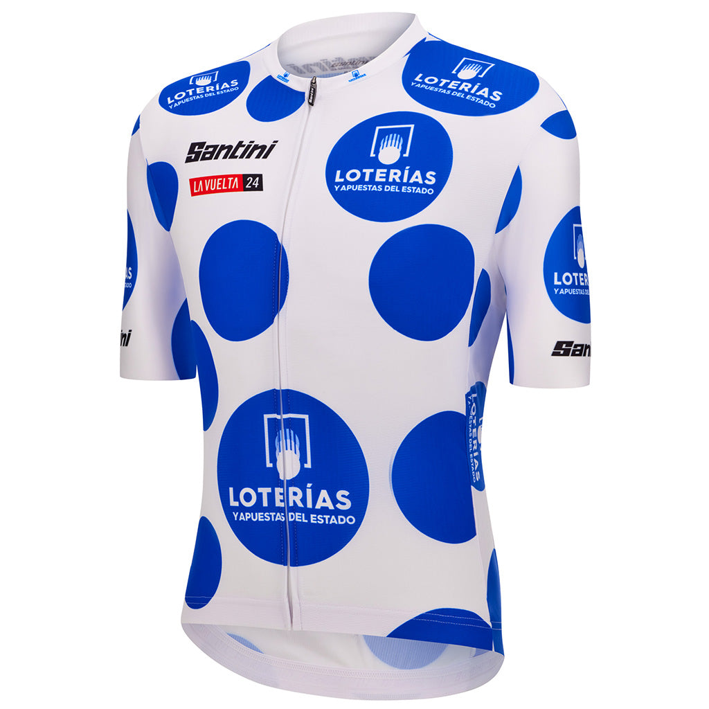 Front view of Santini La Vuelta cycling jersey with raw-cut sleeves