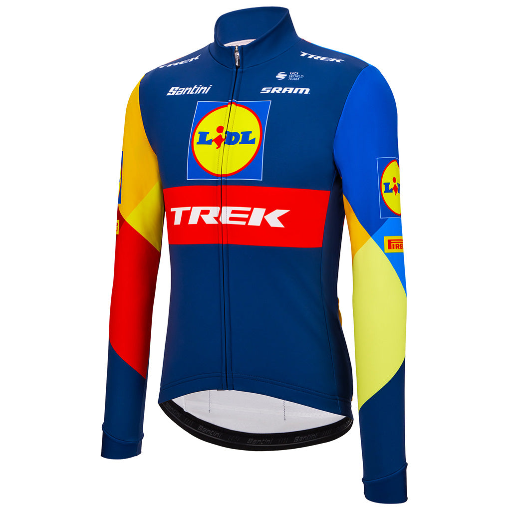 Side profile of Santini long sleeve team jersey in print design