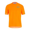abrasion-resistant MTB cycling jersey with breathable fabric and extended back coverage in flashy orange for trail riding