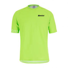abrasion-resistant MTB cycling jersey with breathable fabric and extended back in fluo green for trail and off-road riding