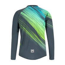 Back view of Santini MTB Sasso Thermal Jersey Green with MTB-specific relaxed fit