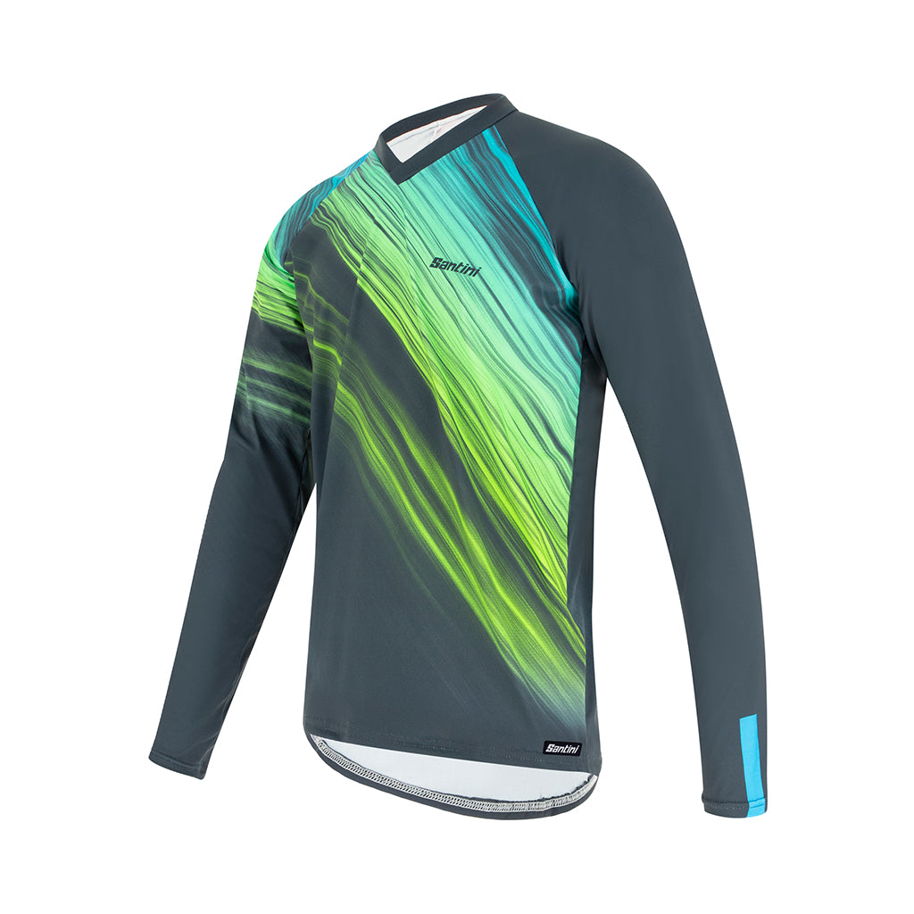 Santini MTB Sasso Thermal Long Sleeve Jersey Green for winter mountain biking