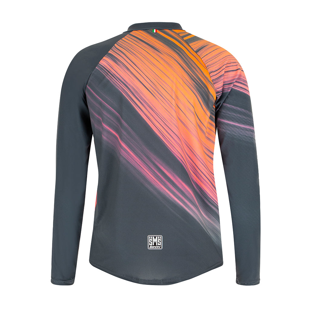 Back view of Santini MTB thermal jersey red for cross-country riders