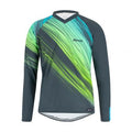 thermal MTB long sleeve jersey for cold-weather trail riding with relaxed fit and V-neck in green
