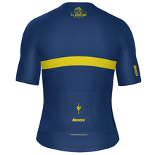 Back view of Santini Maillot Jaune jersey with reflective details and triple pockets

