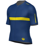Side profile of Santini jersey showing raw-cut sleeves and Polartec material

