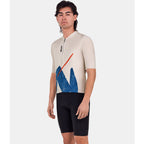 Santini beige cycling jersey for hot weather riding with silicone grip hem