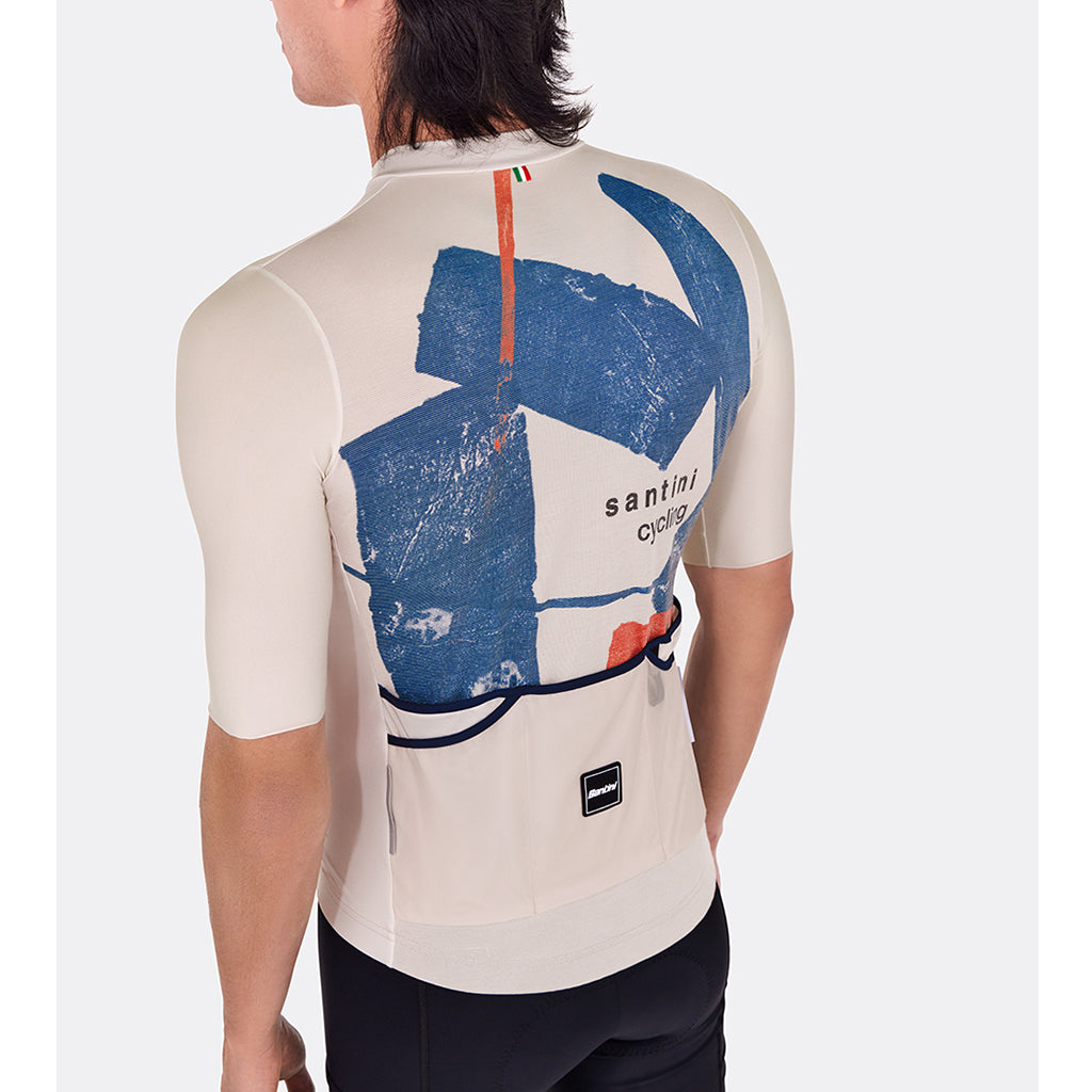 Santini gravel cycling jersey with slim fit and triple back pocket
