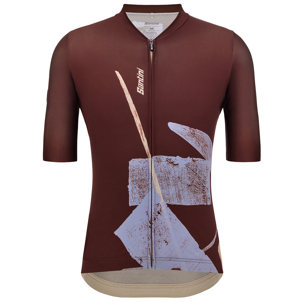 Santini Note men's cycling jersey in chocolate brown, front view