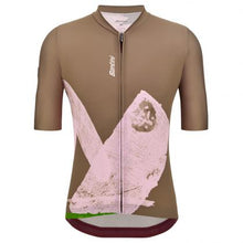 Santini Note Military Green cycling jersey front view, highlighting its slim fit and Polartec® Power Stretch™ fabric for comfort and protection.