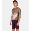 Santini Note Military Green jersey on a model, demonstrating the silicone grip elastic and secure fit