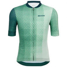 Santini Paws Teal cycling jersey, front view, highlighting its cooling, breathable fabric for summer rides