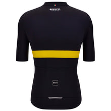  Rear view of the Santini Pirelli Sport Club black jersey, detailing the triple back pocket and gray reflective accent.