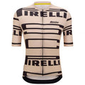 Santini Pirelli Sport Club unisex cycling jersey in beige, front view, highlighting its slim fit and Pirelli Sport Club patch.
