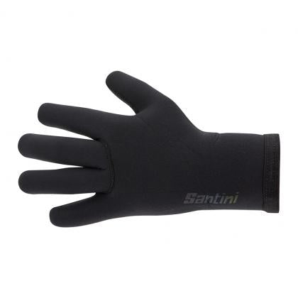 Santini Shield black neoprene winter cycling gloves waterproof

