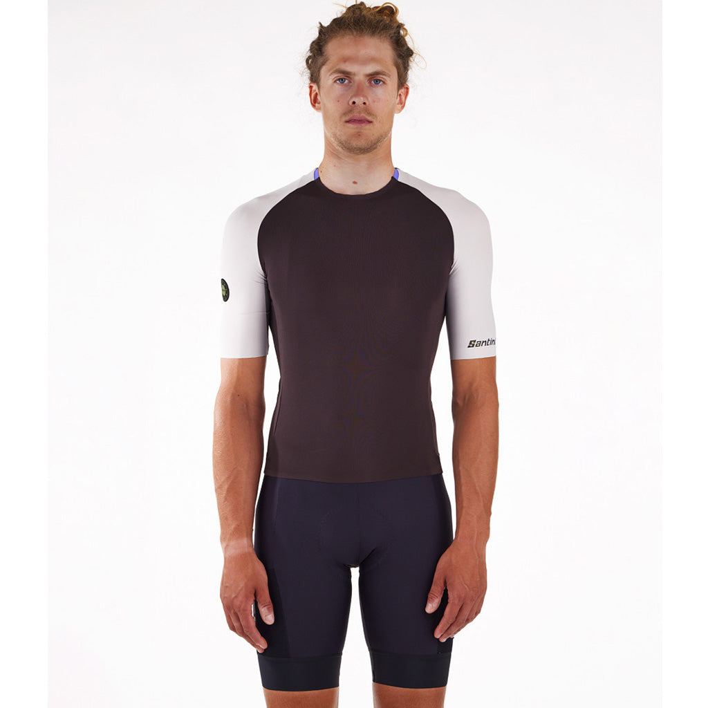 Unisex sleek fit cycling jersey by Santini in dark brown

