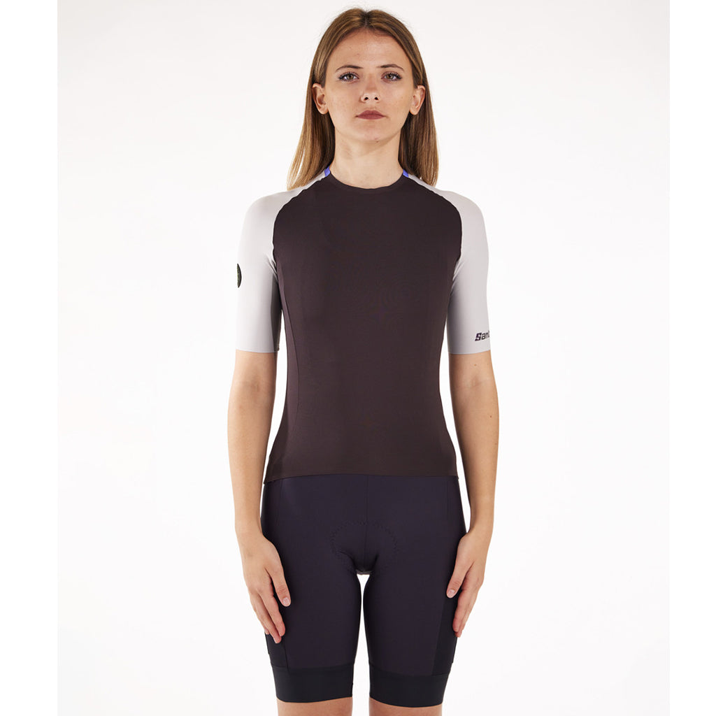 Front view of Santini slip-on jersey with second-skin fit

