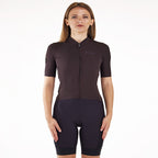 Santini cycling jersey with elastic hem and raw cut sleeves – wood color