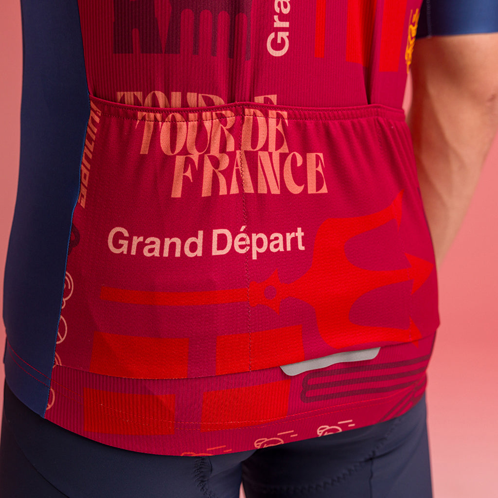 Santini jersey with elastic silicone gripper for secure fit while riding