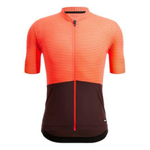 Santini Colore Riga cycling jersey – orange classic fit breathable lightweight jersey with striped fabric and triple rear pockets